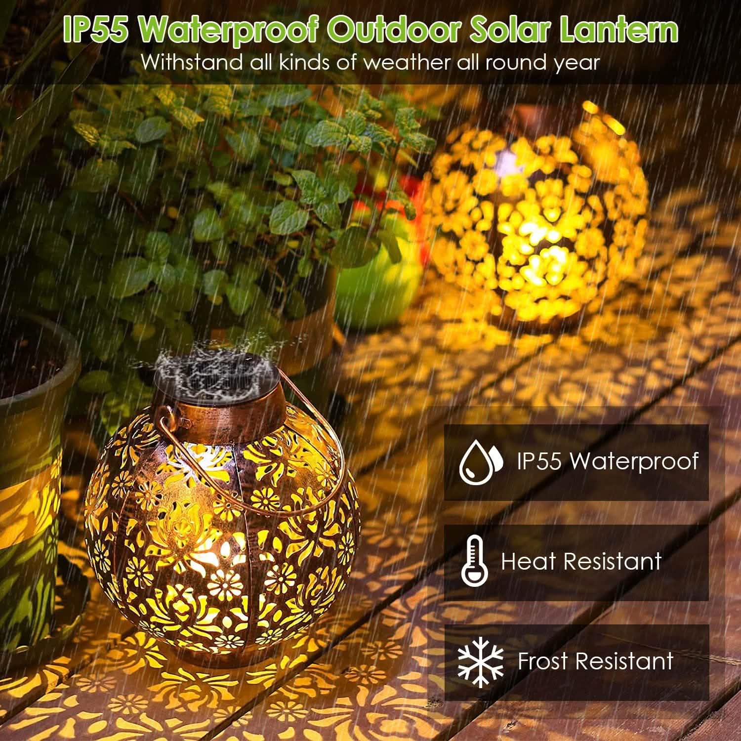 2-Piece: Solar Powered Hanging Lights Outdoor Lighting - Tophatter Daily Deals