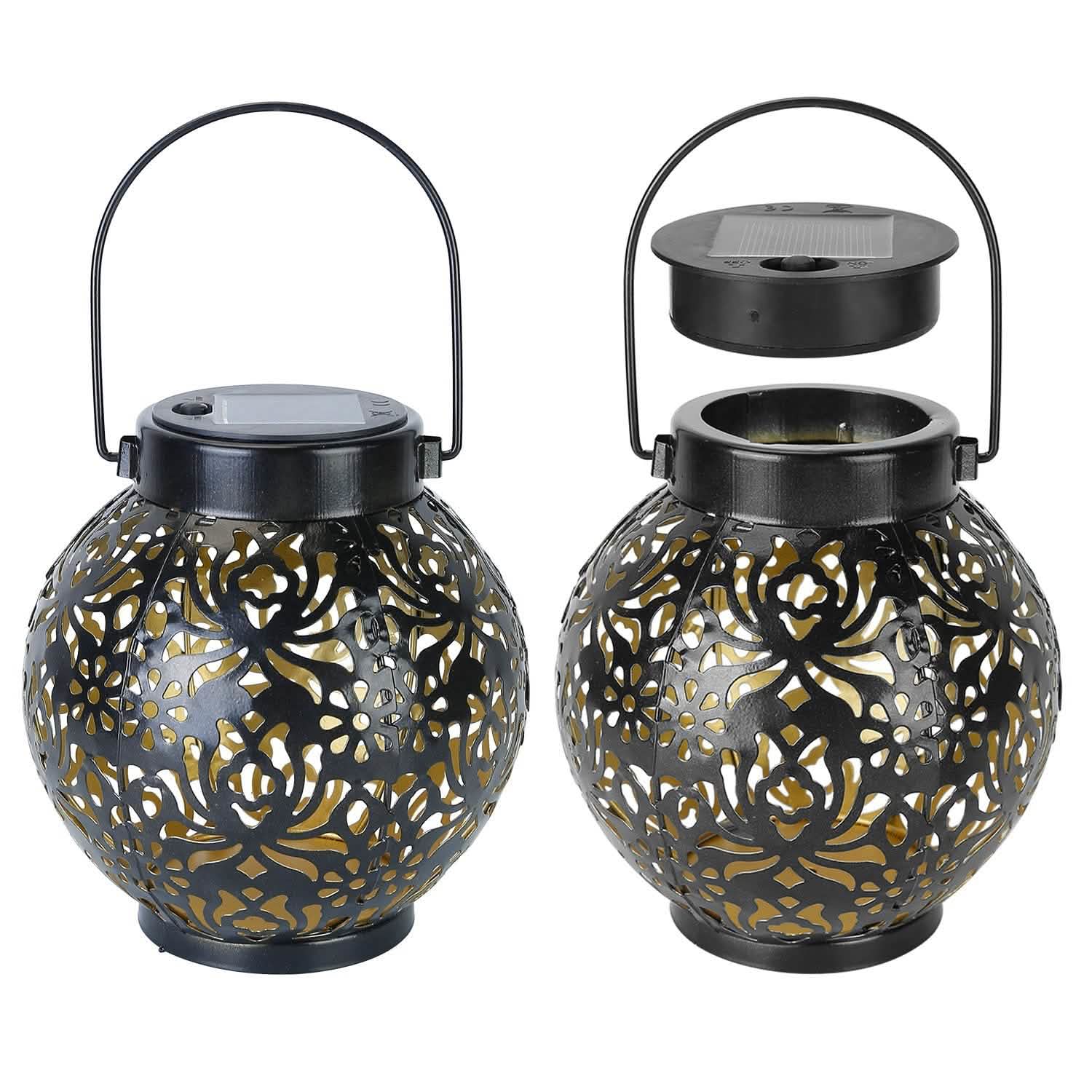 2-Piece: Solar Powered Hanging Lights Outdoor Lighting - Tophatter Daily Deals