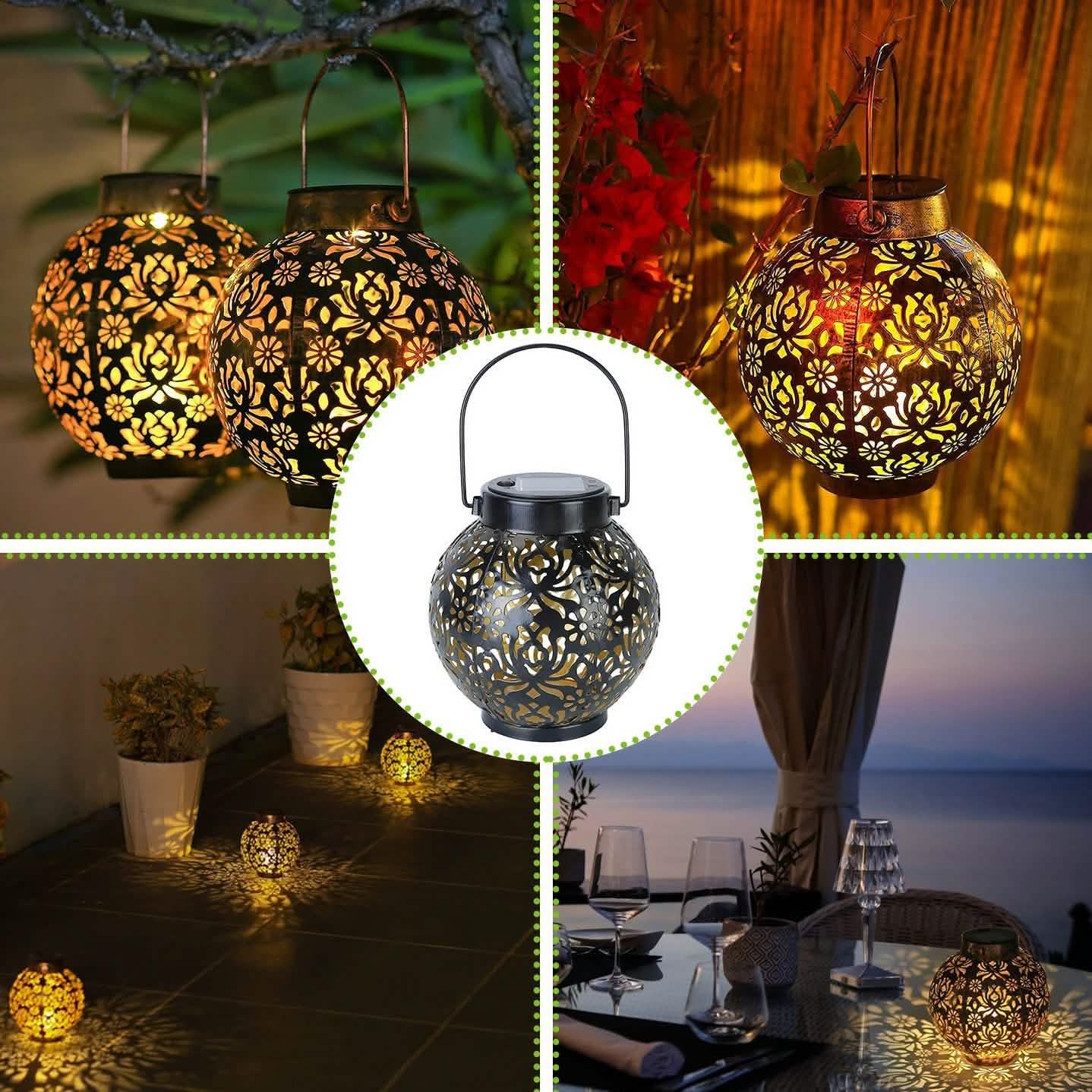 2-Piece: Solar Powered Hanging Lights Outdoor Lighting - Tophatter Daily Deals