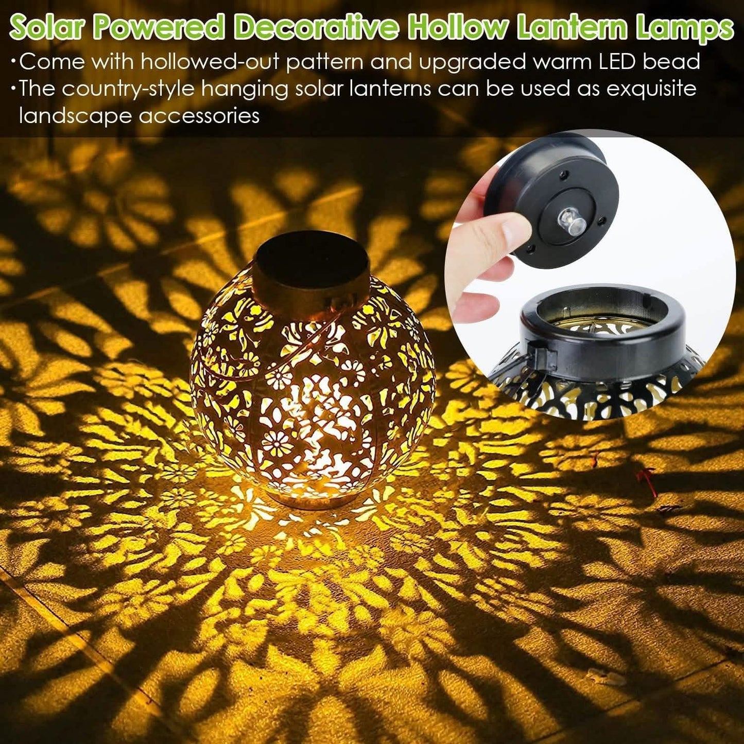 2-Piece: Solar Powered Hanging Lights Outdoor Lighting - Tophatter Daily Deals