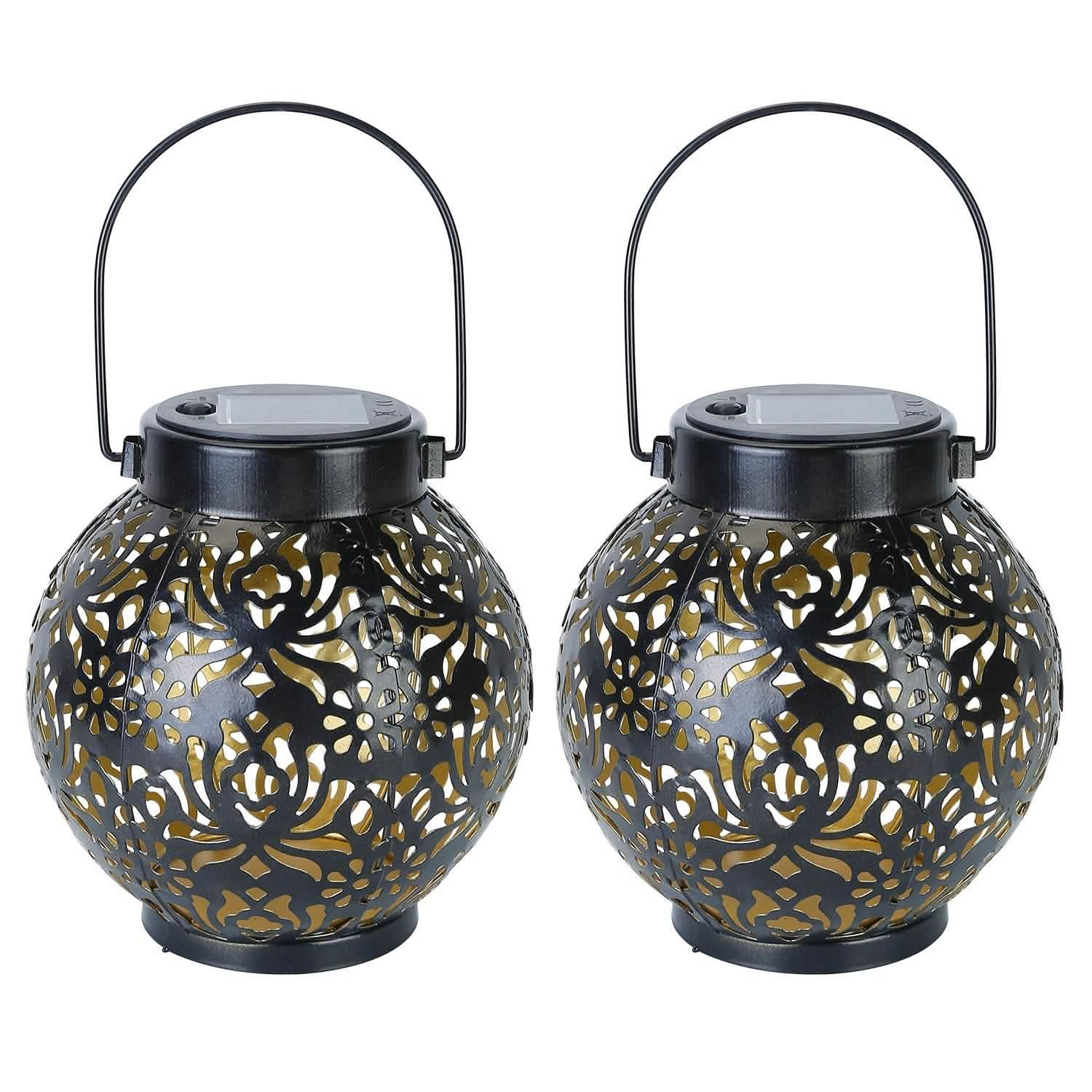 2-Piece: Solar Powered Hanging Lights Outdoor Lighting - Tophatter Daily Deals