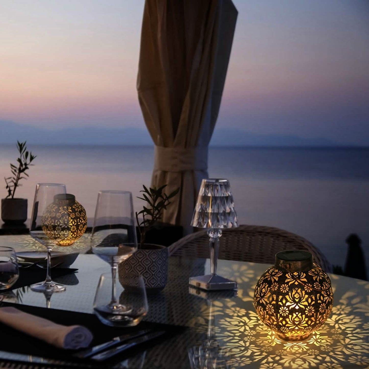 2-Piece: Solar Powered Hanging Lights Outdoor Lighting - Tophatter Daily Deals