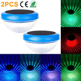 2-Piece: Solar Powered LED Pool Light Gradient Multicolor Changing Outdoor Lighting - Tophatter Daily Deals