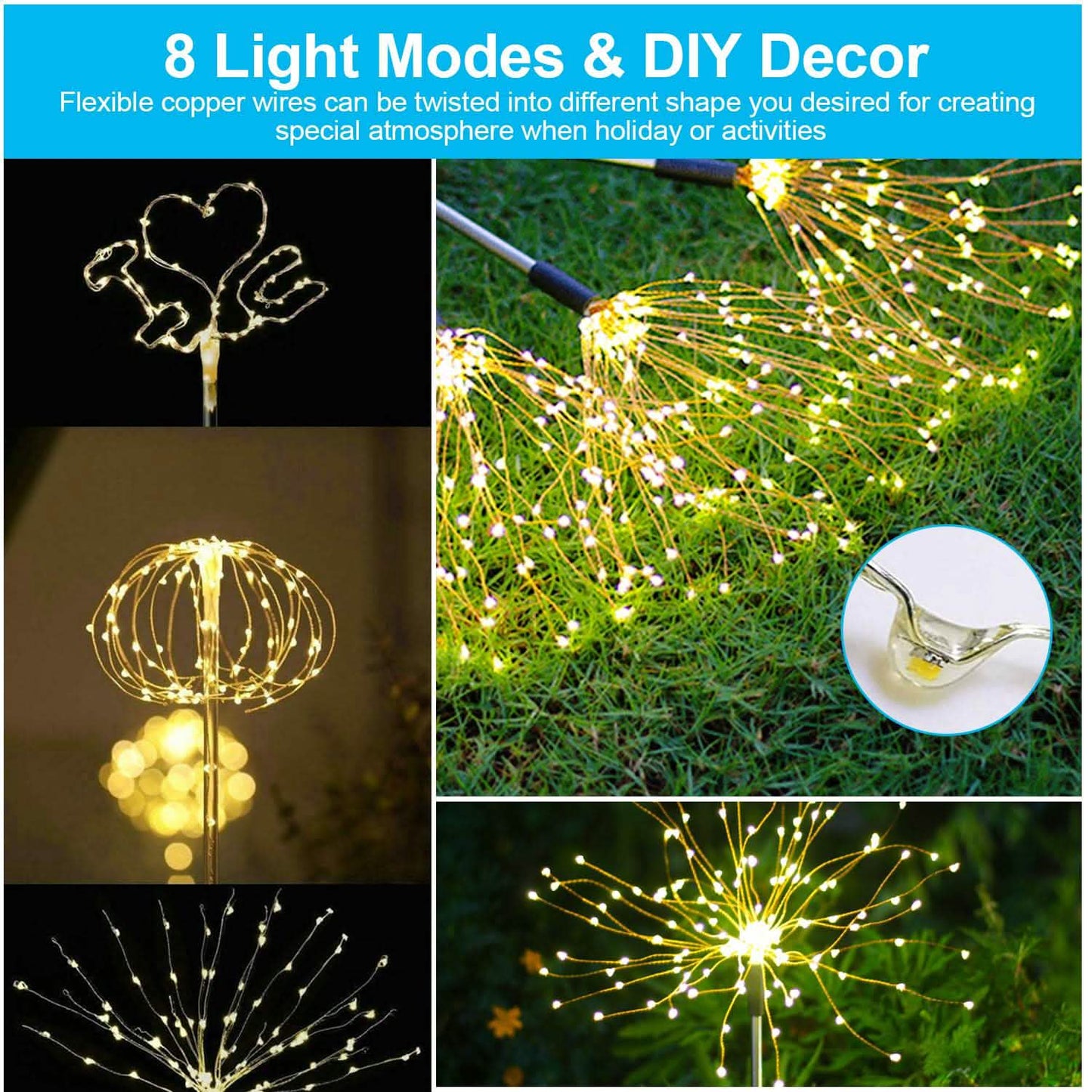 2-Piece: Solar Powered Starburst Garden Lights Outdoor Lighting - Tophatter Daily Deals
