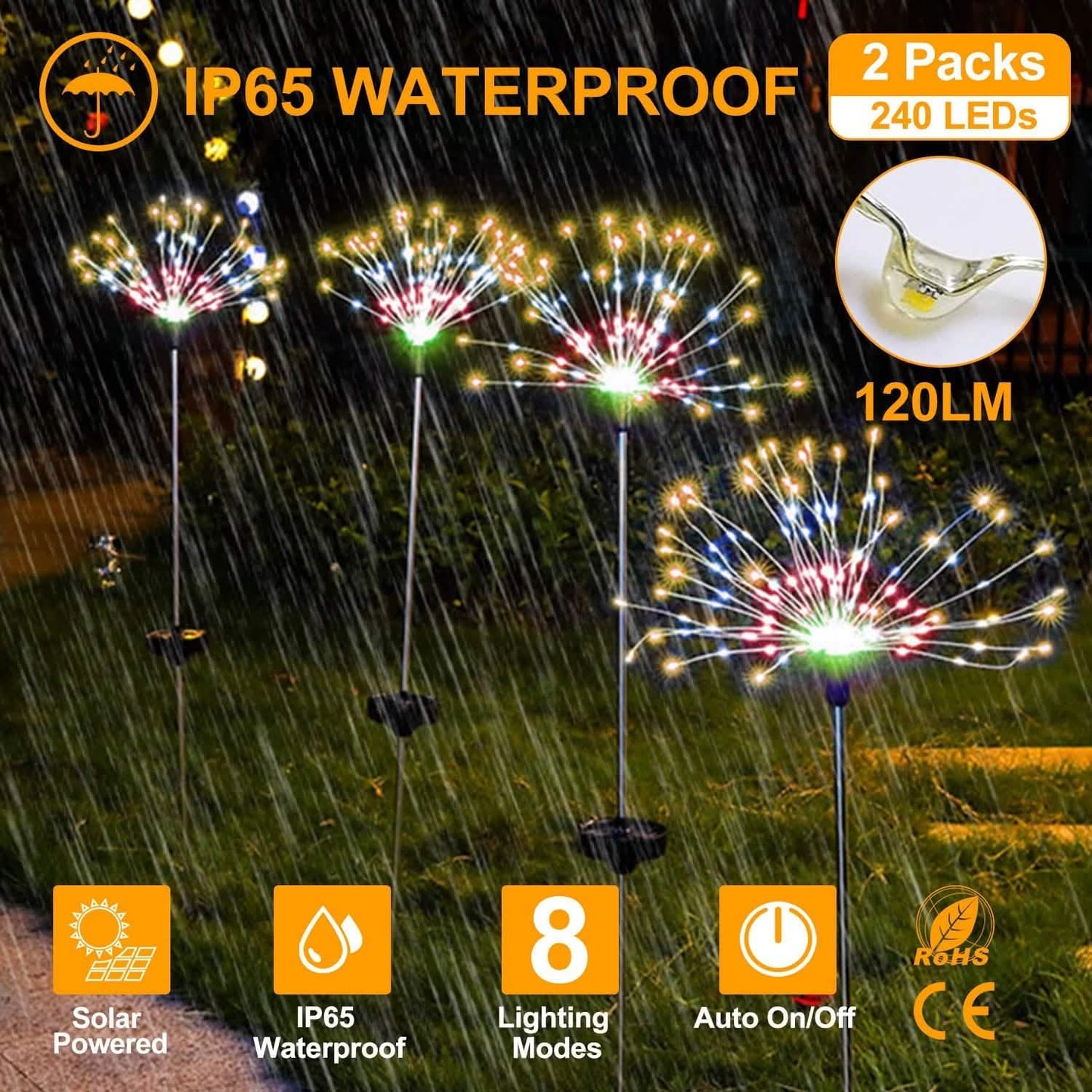 2-Piece: Solar Powered Starburst Garden Lights Outdoor Lighting - Tophatter Daily Deals