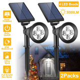 2-Piece: Solar Spotlight Outdoor Dusk Waterproof Outdoor Lighting - Tophatter Daily Deals