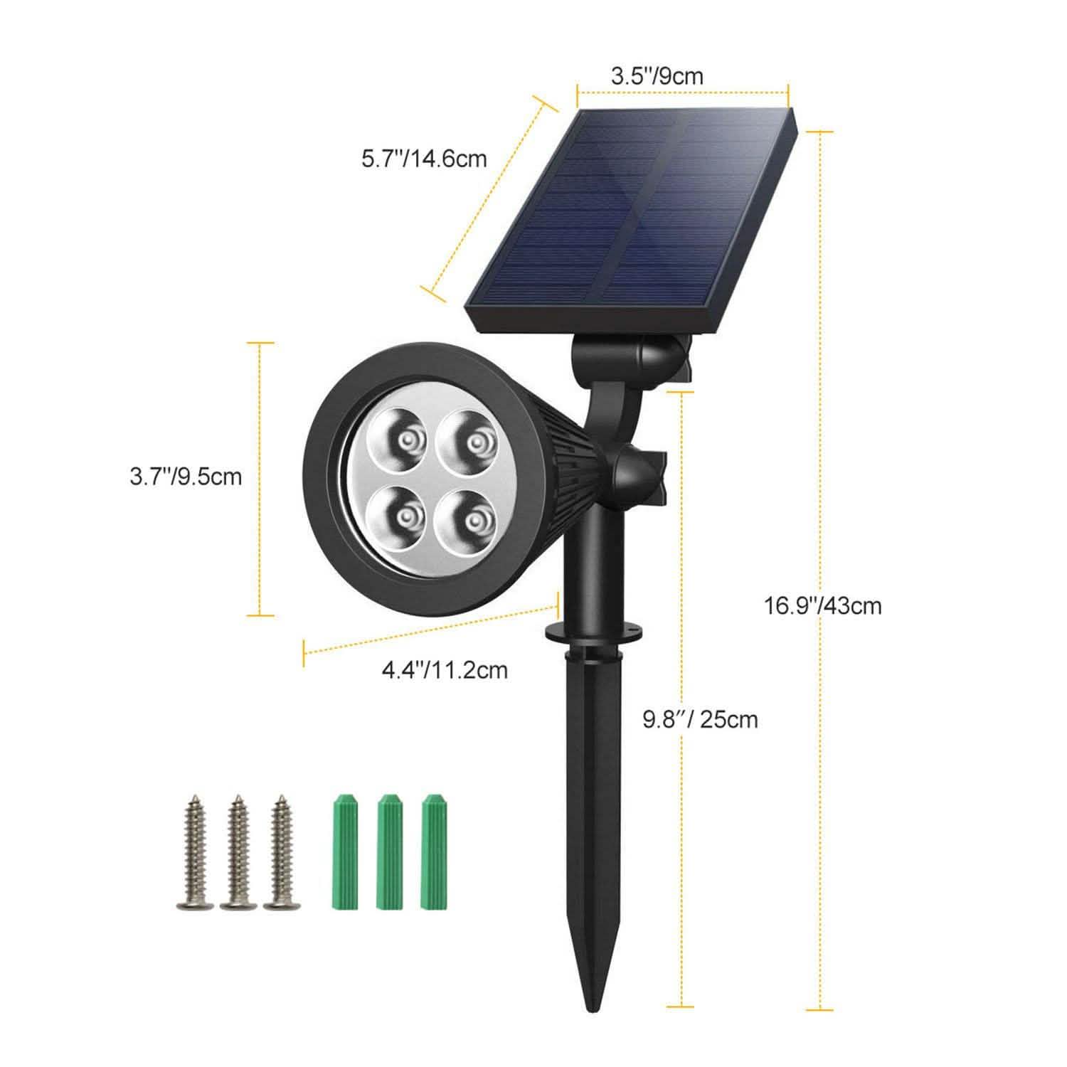 2-Piece: Solar Spotlight Outdoor Dusk Waterproof Outdoor Lighting - Tophatter Daily Deals
