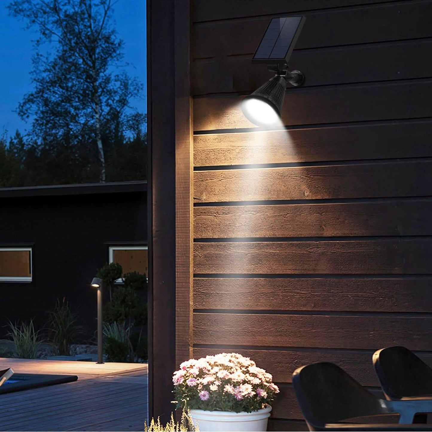2-Piece: Solar Spotlight Outdoor Dusk Waterproof Outdoor Lighting - Tophatter Daily Deals
