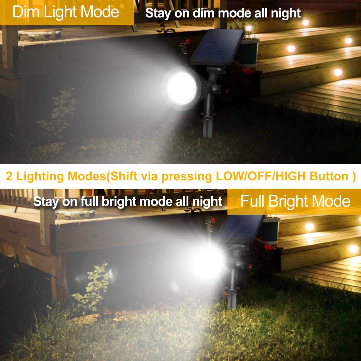 2-Piece: Solar Spotlight Outdoor Dusk Waterproof Outdoor Lighting - Tophatter Daily Deals