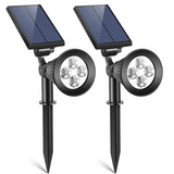 2-Piece: Solar Spotlight Outdoor Dusk Waterproof Outdoor Lighting - Tophatter Daily Deals