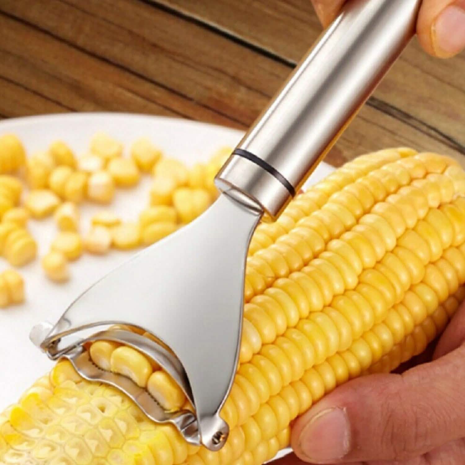 2-Piece: Stainless Steel Corn Cob Peelers Kitchen Tools & Gadgets - Tophatter Daily Deals