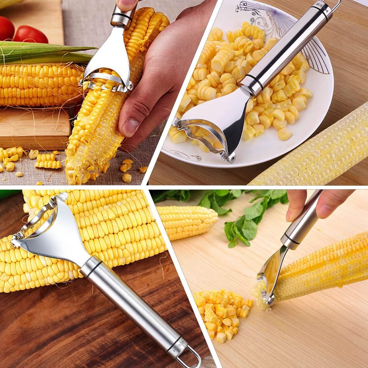 2-Piece: Stainless Steel Corn Cob Peelers Kitchen Tools & Gadgets - Tophatter Daily Deals