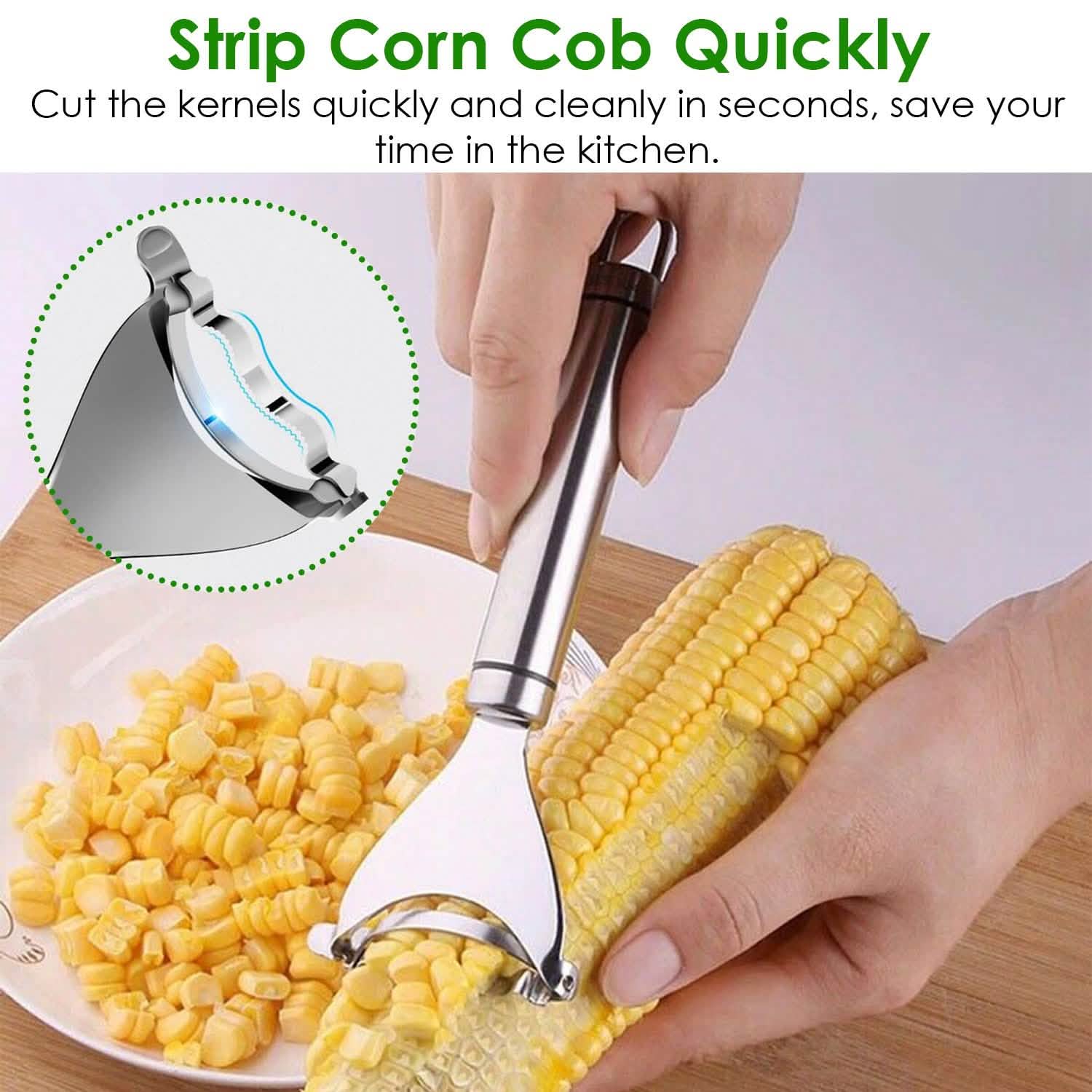 2-Piece: Stainless Steel Corn Cob Peelers Kitchen Tools & Gadgets - Tophatter Daily Deals