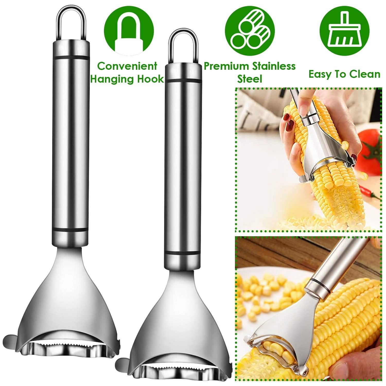 2-Piece: Stainless Steel Corn Cob Peelers Kitchen Tools & Gadgets - Tophatter Daily Deals