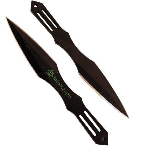 2 Piece Throwing Knife Black Color BioHazard Self Defense - Tophatter Daily Deals