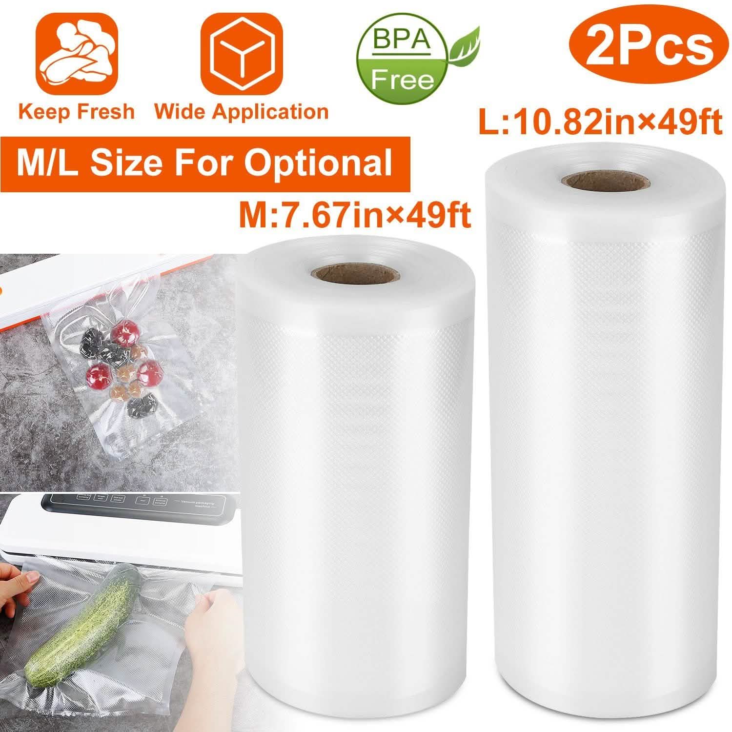 2-Piece: Vacuum Sealer Bag Rolls Kitchen Storage - Tophatter Daily Deals