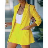 2-Piece: Women's Basic Shirt Collar Blazer Yellow Women's Outerwear - Tophatter Daily Deals