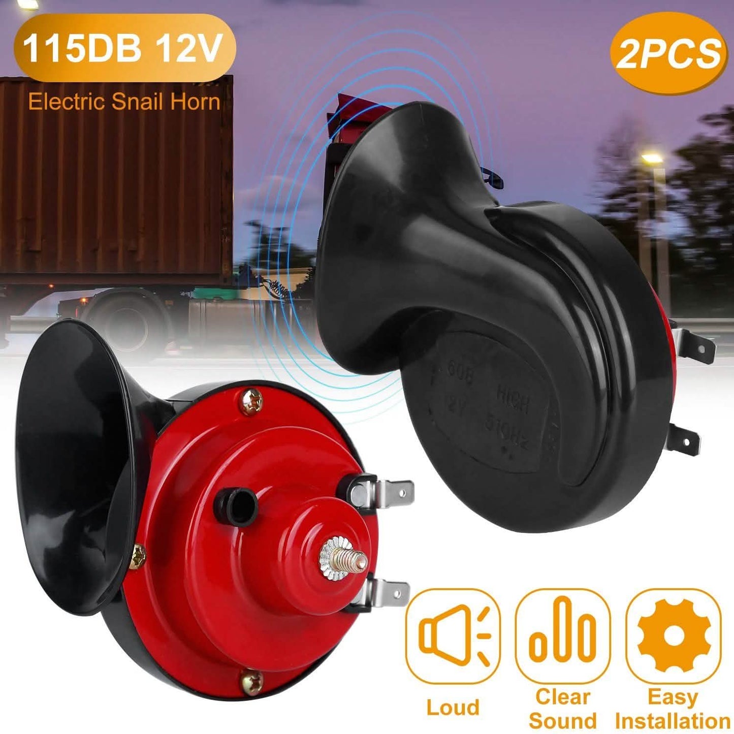 2-Pieces: 115DB Car Snail Horns 12V Automotive - Tophatter Daily Deals