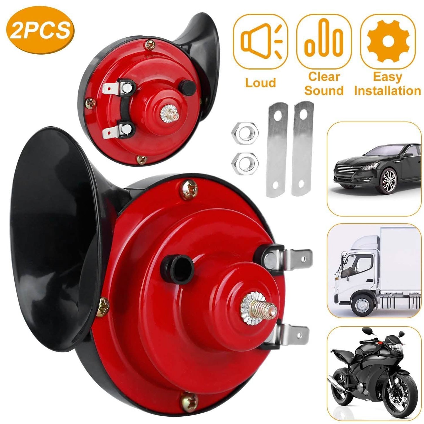 2-Pieces: 115DB Car Snail Horns 12V Automotive - Tophatter Daily Deals