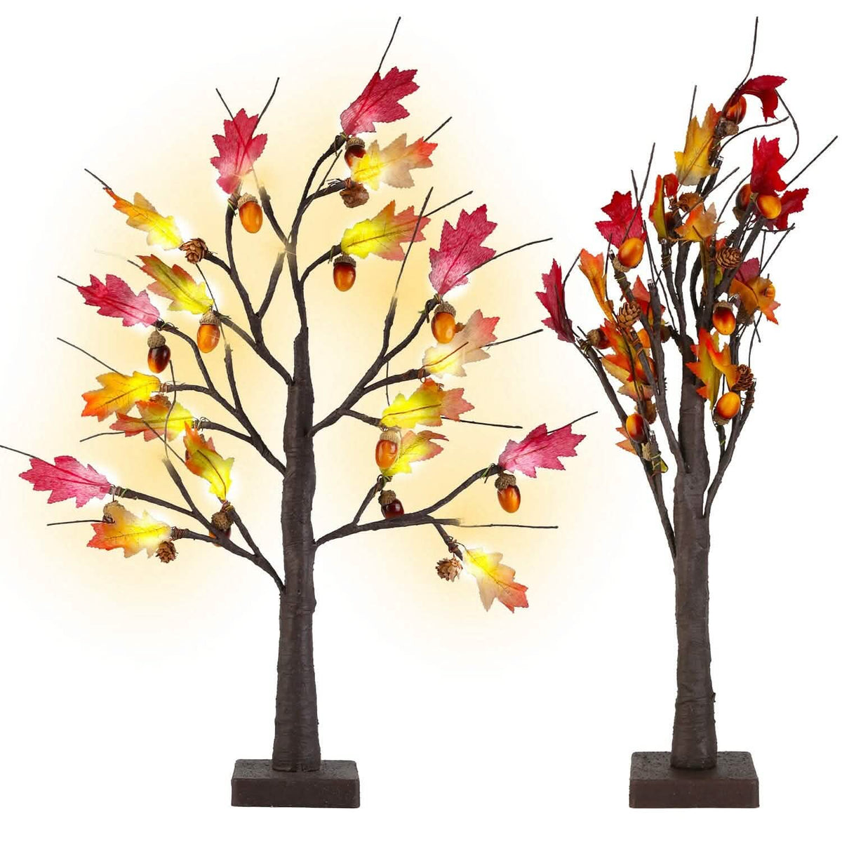 2-Pieces: 2FT Artificial Lighted Maple Tree with 24-Pieces Warm White LED Beads Furniture & Decor - Tophatter Daily Deals
