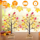 2-Pieces: 2FT Artificial Lighted Maple Tree with 24-Pieces Warm White LED Beads Furniture & Decor - Tophatter Daily Deals