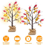 2-Pieces: 2FT Artificial Lighted Maple Tree with 24-Pieces Warm White LED Beads Furniture & Decor - Tophatter Daily Deals