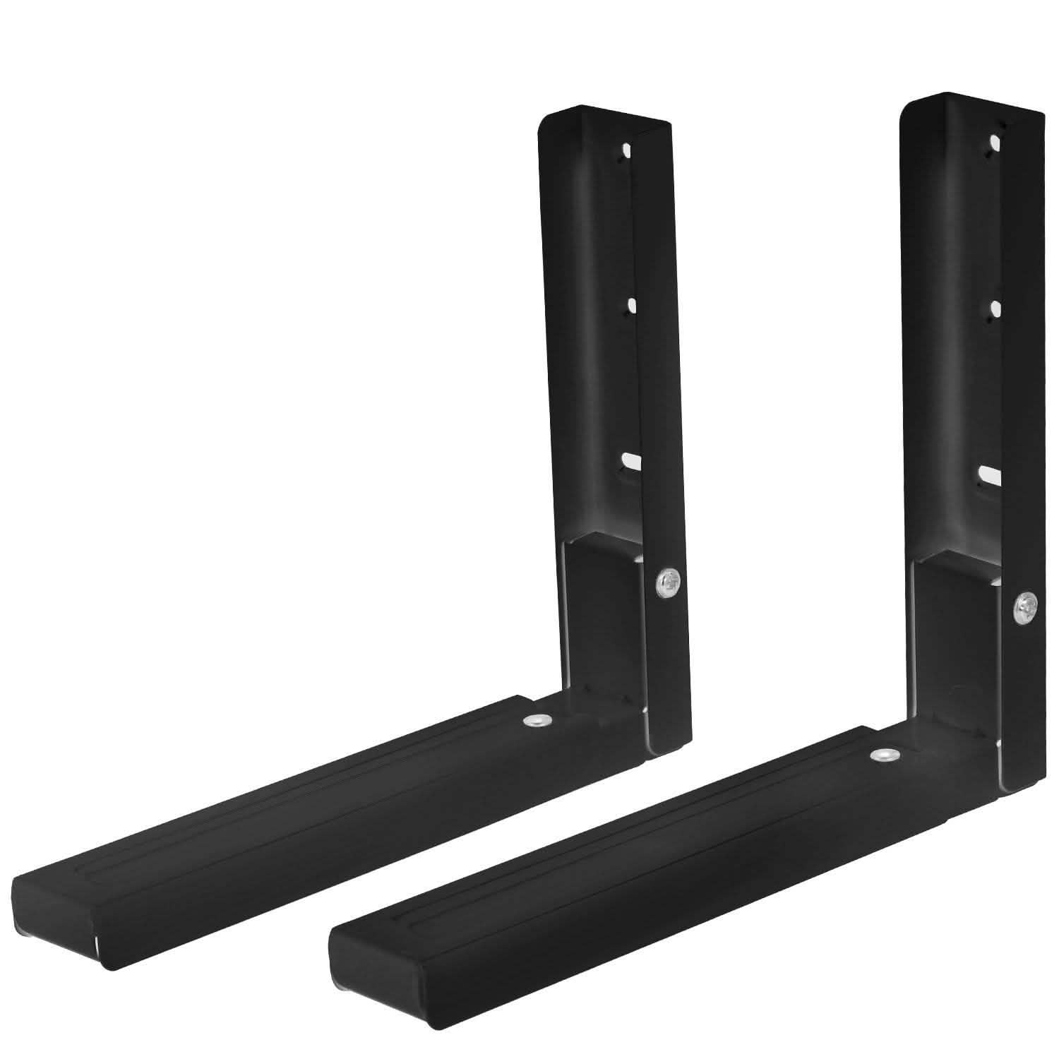 2-Pieces: Adjustable Wall Mount Microwave Brackets Black Home Improvement - Tophatter Daily Deals