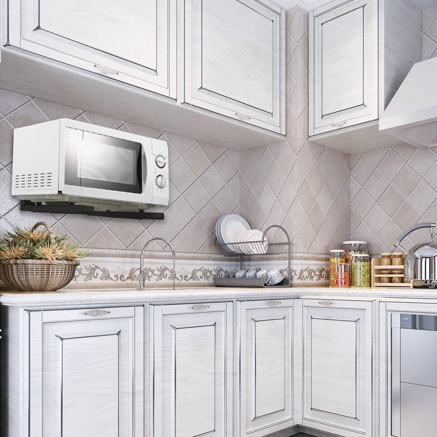 2-Pieces: Adjustable Wall Mount Microwave Brackets Home Improvement - Tophatter Daily Deals