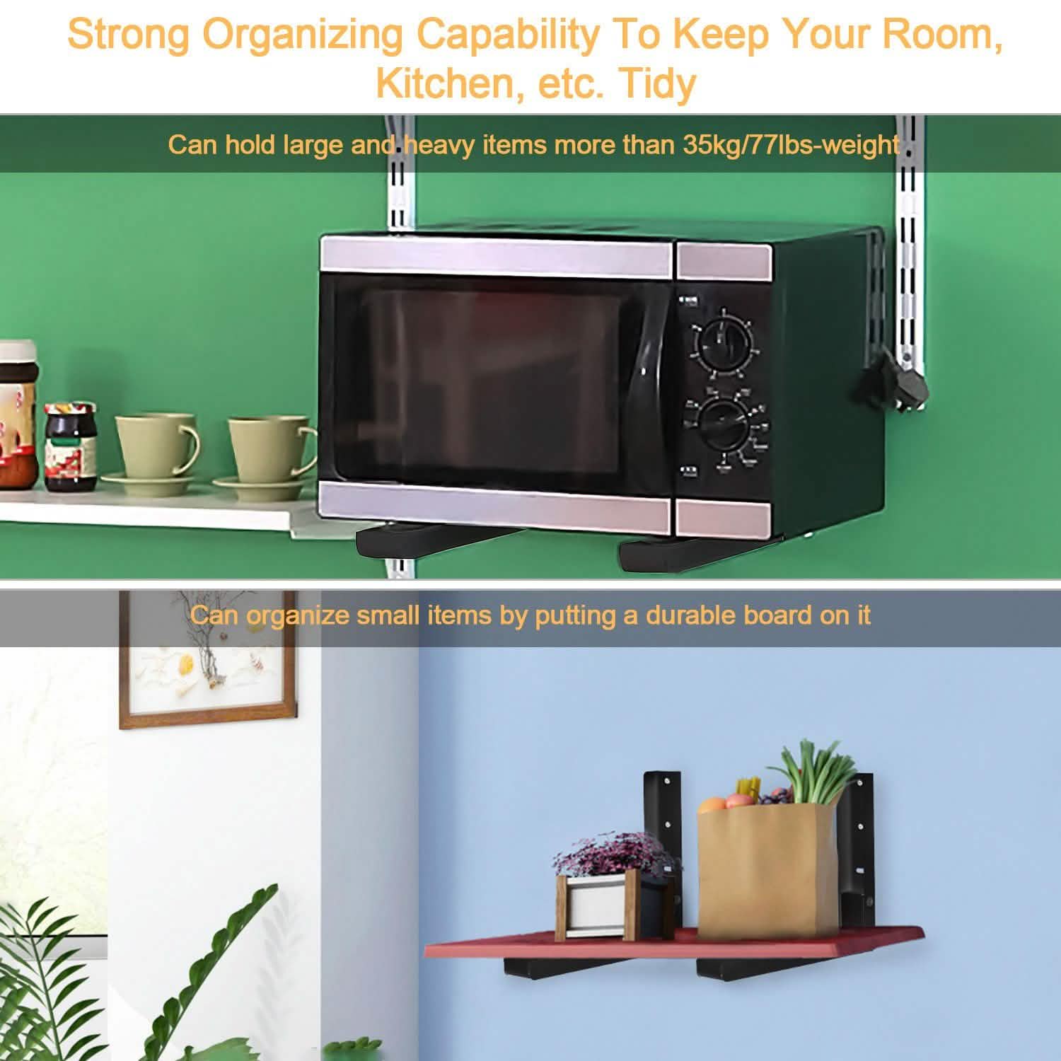 2-Pieces: Adjustable Wall Mount Microwave Brackets Home Improvement - Tophatter Daily Deals