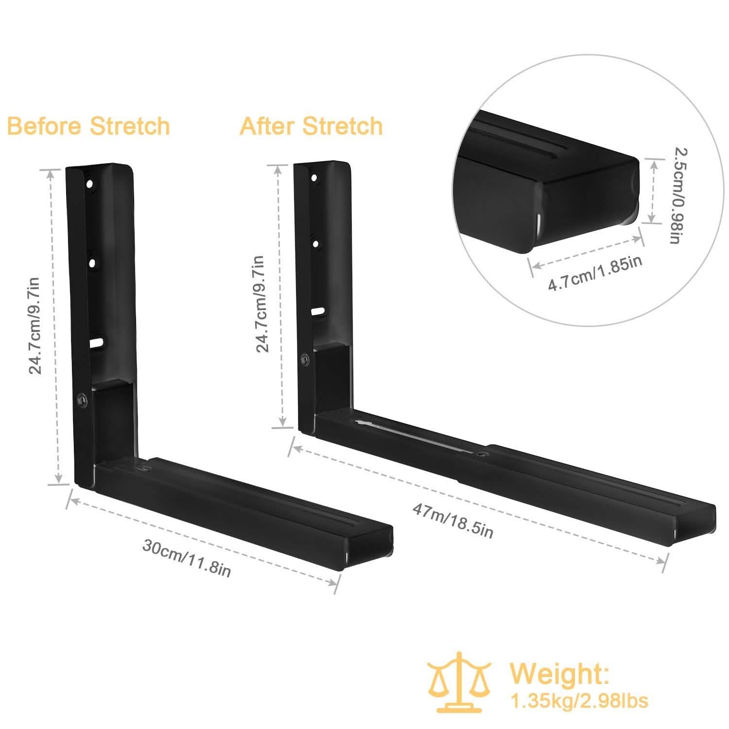 2-Pieces: Adjustable Wall Mount Microwave Brackets Home Improvement - Tophatter Daily Deals