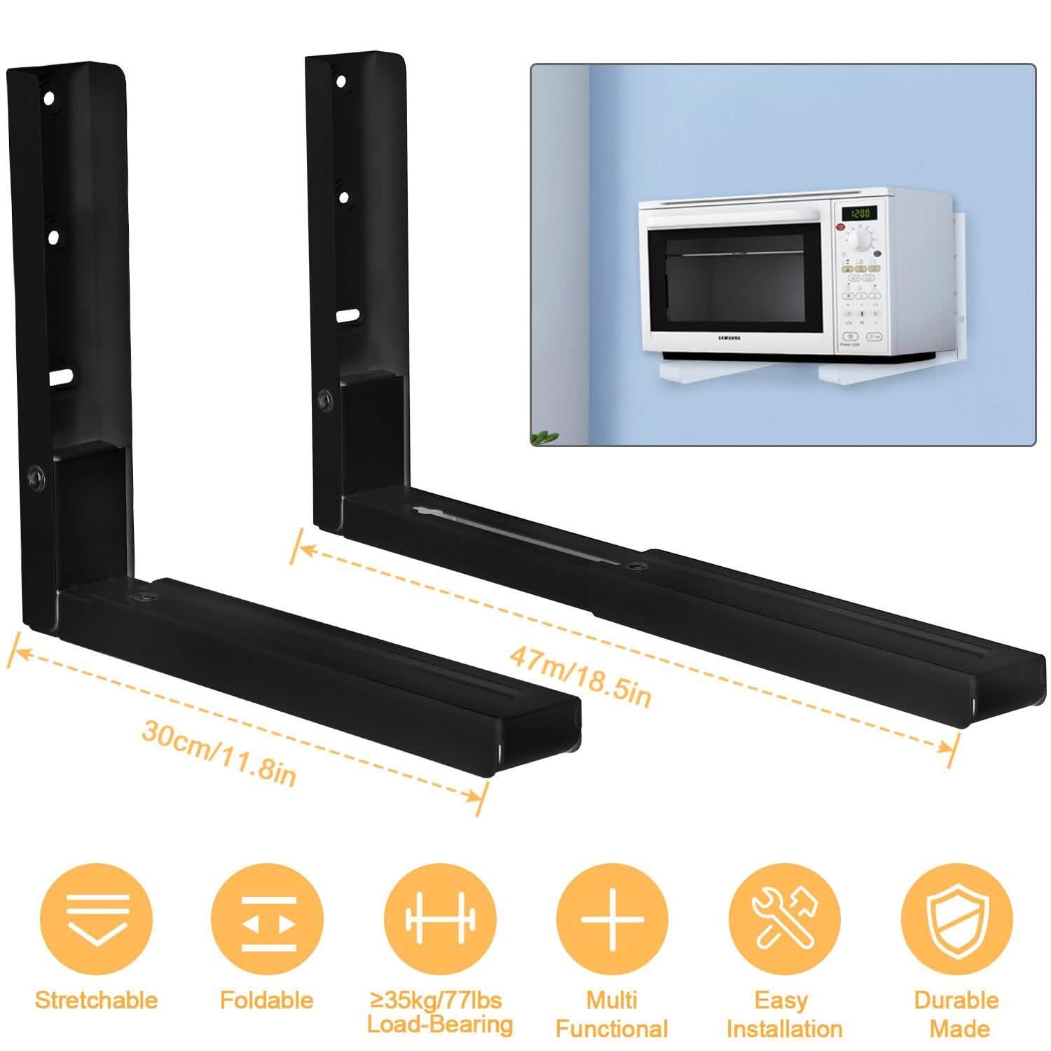 2-Pieces: Adjustable Wall Mount Microwave Brackets Home Improvement - Tophatter Daily Deals