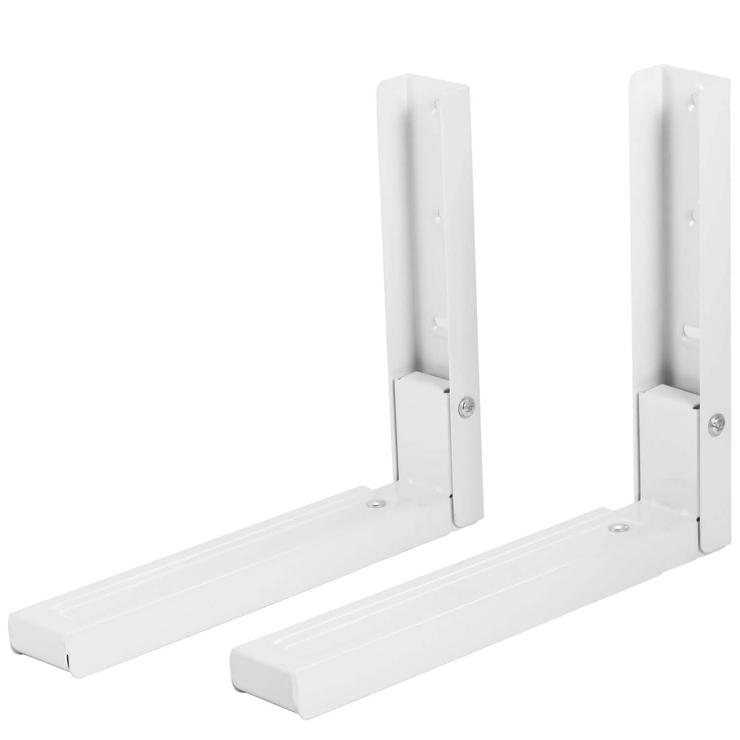 2-Pieces: Adjustable Wall Mount Microwave Brackets White Home Improvement - Tophatter Daily Deals
