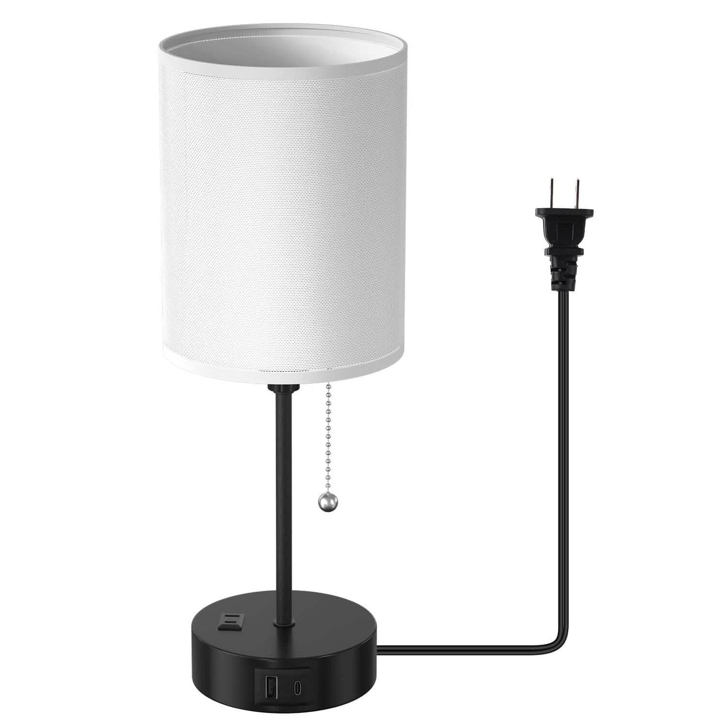 2-Pieces: Bedside Lamps 3 Color Modes USB C+A AC Output Ports Pull Chain Indoor Lighting - Tophatter Daily Deals