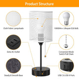 2-Pieces: Bedside Lamps 3 Color Modes USB C+A AC Output Ports Pull Chain Indoor Lighting - Tophatter Daily Deals