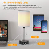 2-Pieces: Bedside Lamps 3 Color Modes USB C+A AC Output Ports Pull Chain Indoor Lighting - Tophatter Daily Deals