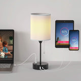 2-Pieces: Bedside Lamps 3 Color Modes USB C+A AC Output Ports Pull Chain Indoor Lighting - Tophatter Daily Deals