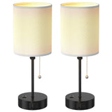 2-Pieces: Bedside Lamps 3 Color Modes USB C+A AC Output Ports Pull Chain Indoor Lighting - Tophatter Daily Deals