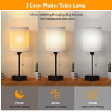 2-Pieces: Bedside Lamps 3 Color Modes USB C+A AC Output Ports Pull Chain Indoor Lighting - Tophatter Daily Deals
