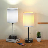 2-Pieces: Bedside Lamps 3 Color Modes USB C+A AC Output Ports Pull Chain Indoor Lighting - Tophatter Daily Deals