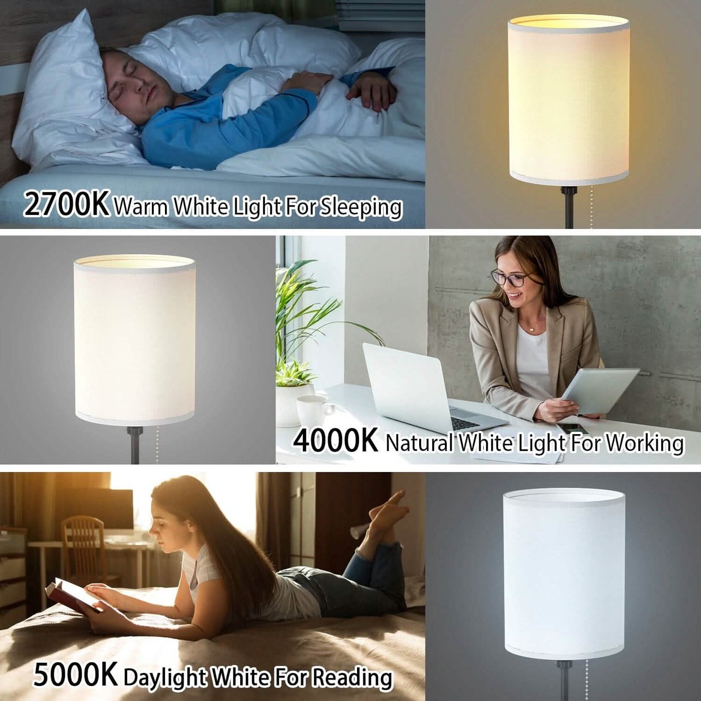 2-Pieces: Bedside Lamps 3 Color Modes USB C+A AC Output Ports Pull Chain Indoor Lighting - Tophatter Daily Deals