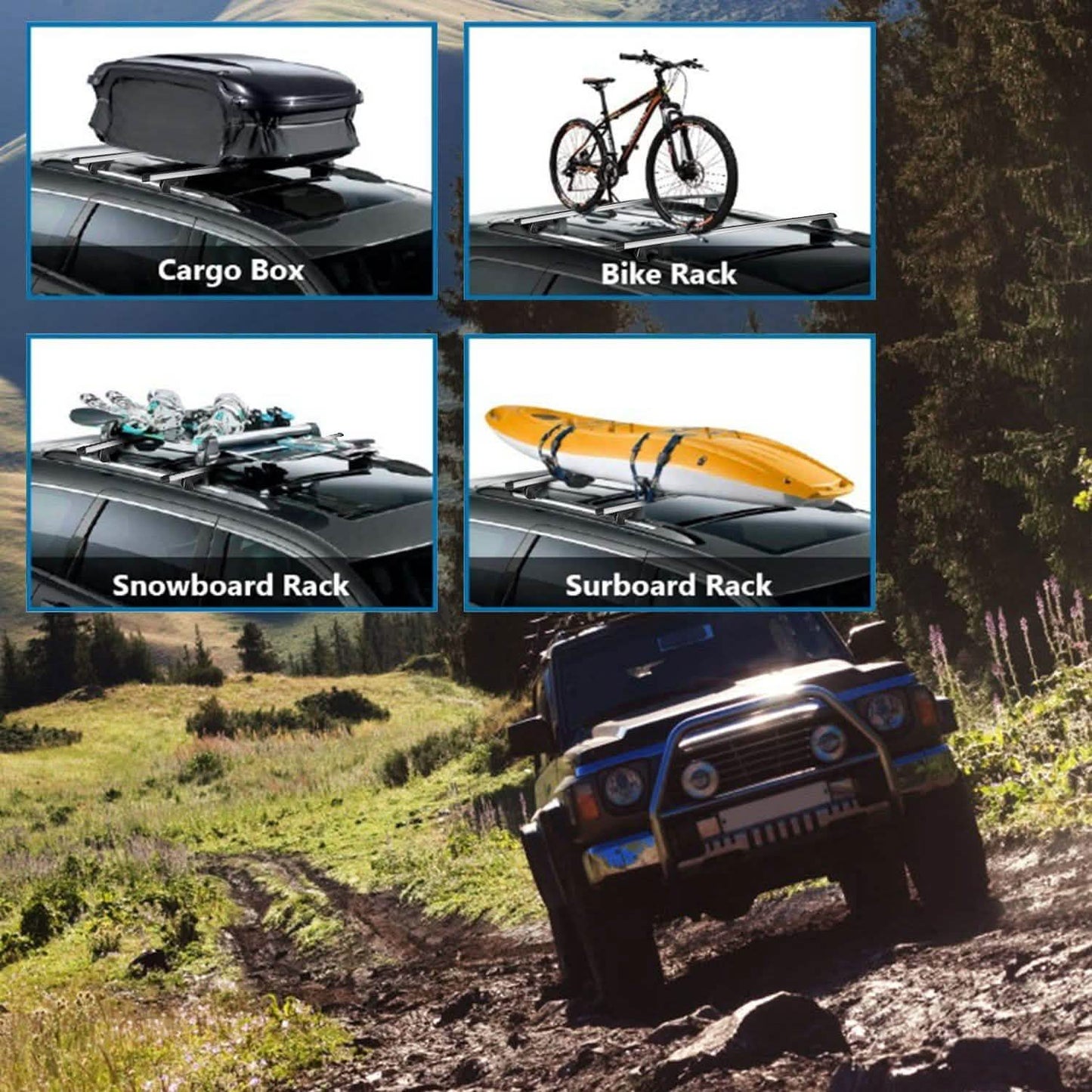 2-Pieces: Car Roof Top Crossbar Rack Automotive - Tophatter Daily Deals