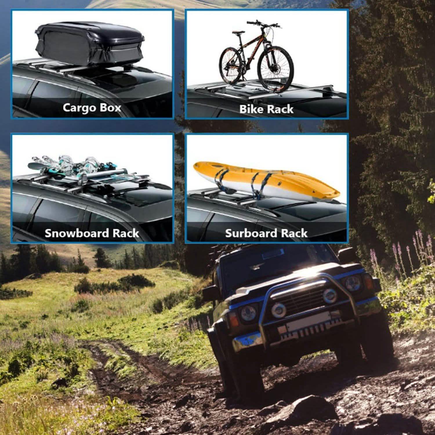 2-Pieces: Car Roof Top Crossbar Rack Automotive - Tophatter Daily Deals
