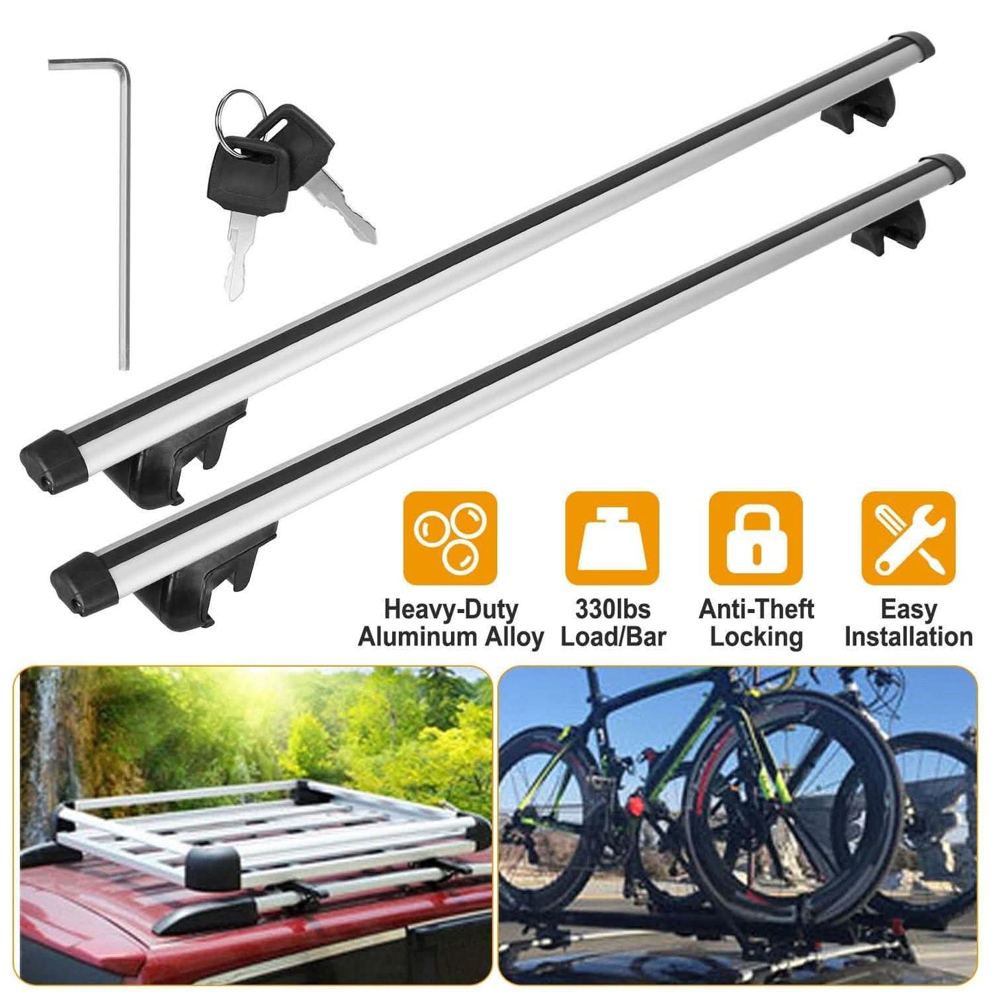2-Pieces: Car Roof Top Crossbar Rack Automotive - Tophatter Daily Deals