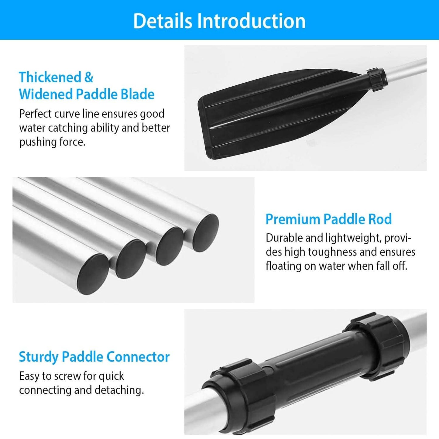 2-Pieces: Kayak Paddles Aluminum Alloy Detachable Canoe Outdoor Recreation - Tophatter Daily Deals