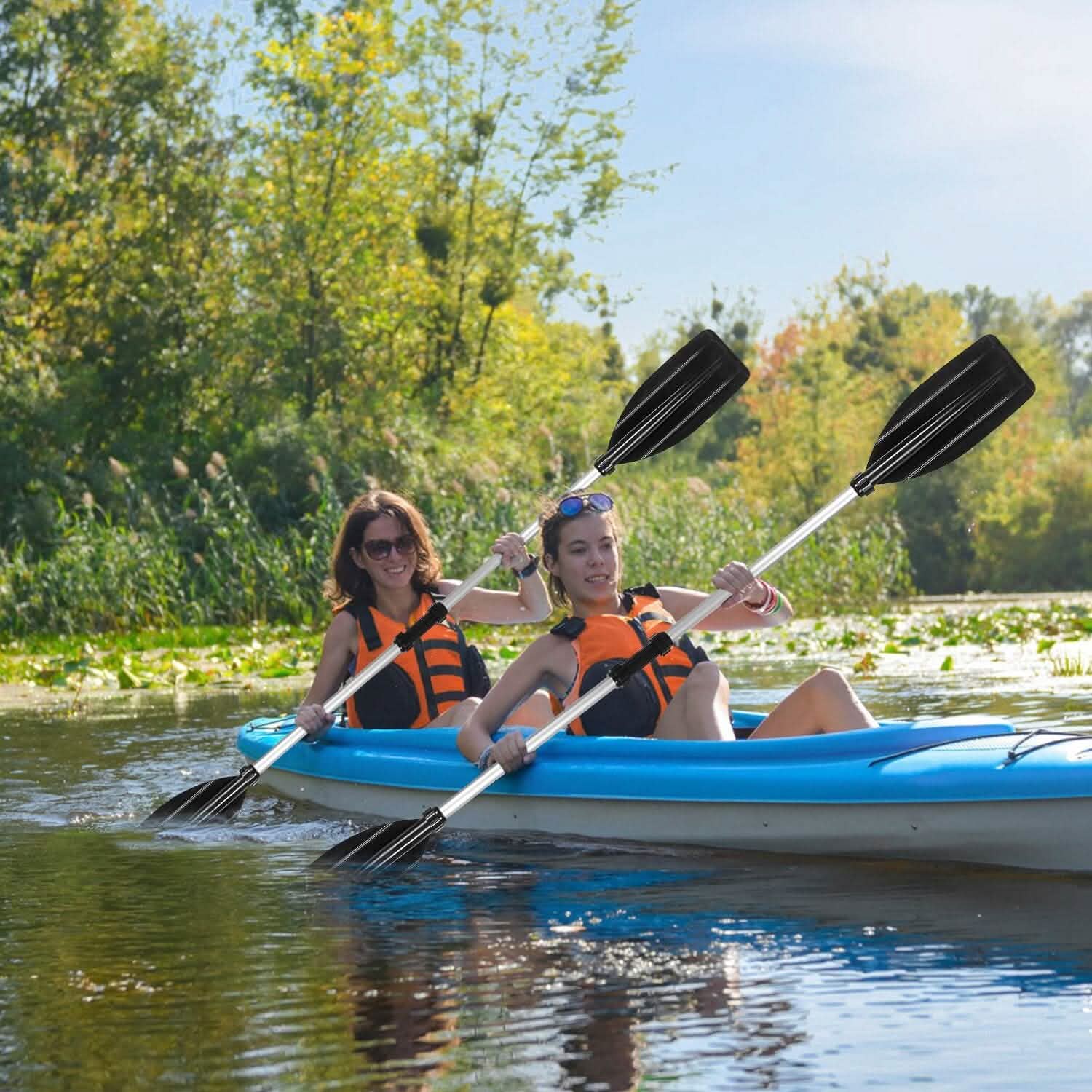 2-Pieces: Kayak Paddles Aluminum Alloy Detachable Canoe Outdoor Recreation - Tophatter Daily Deals