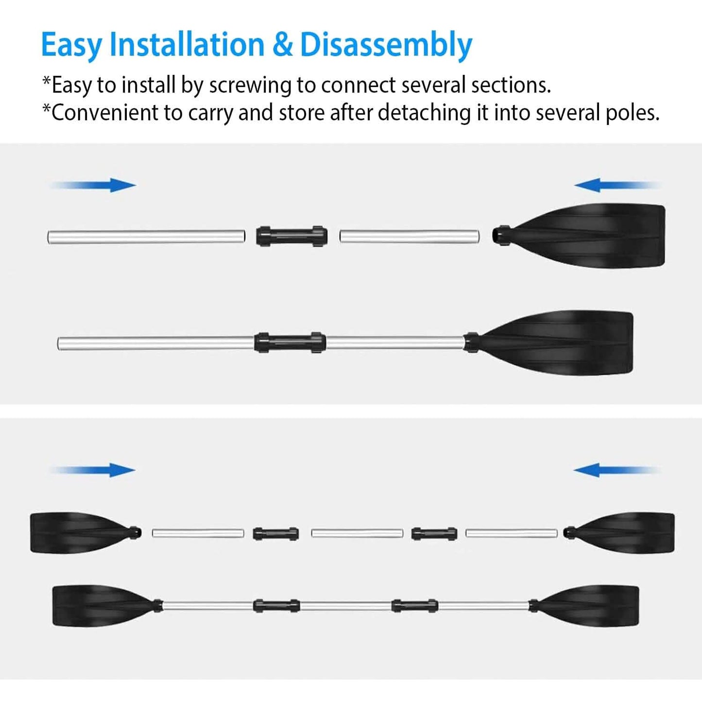 2-Pieces: Kayak Paddles Aluminum Alloy Detachable Canoe Outdoor Recreation - Tophatter Daily Deals
