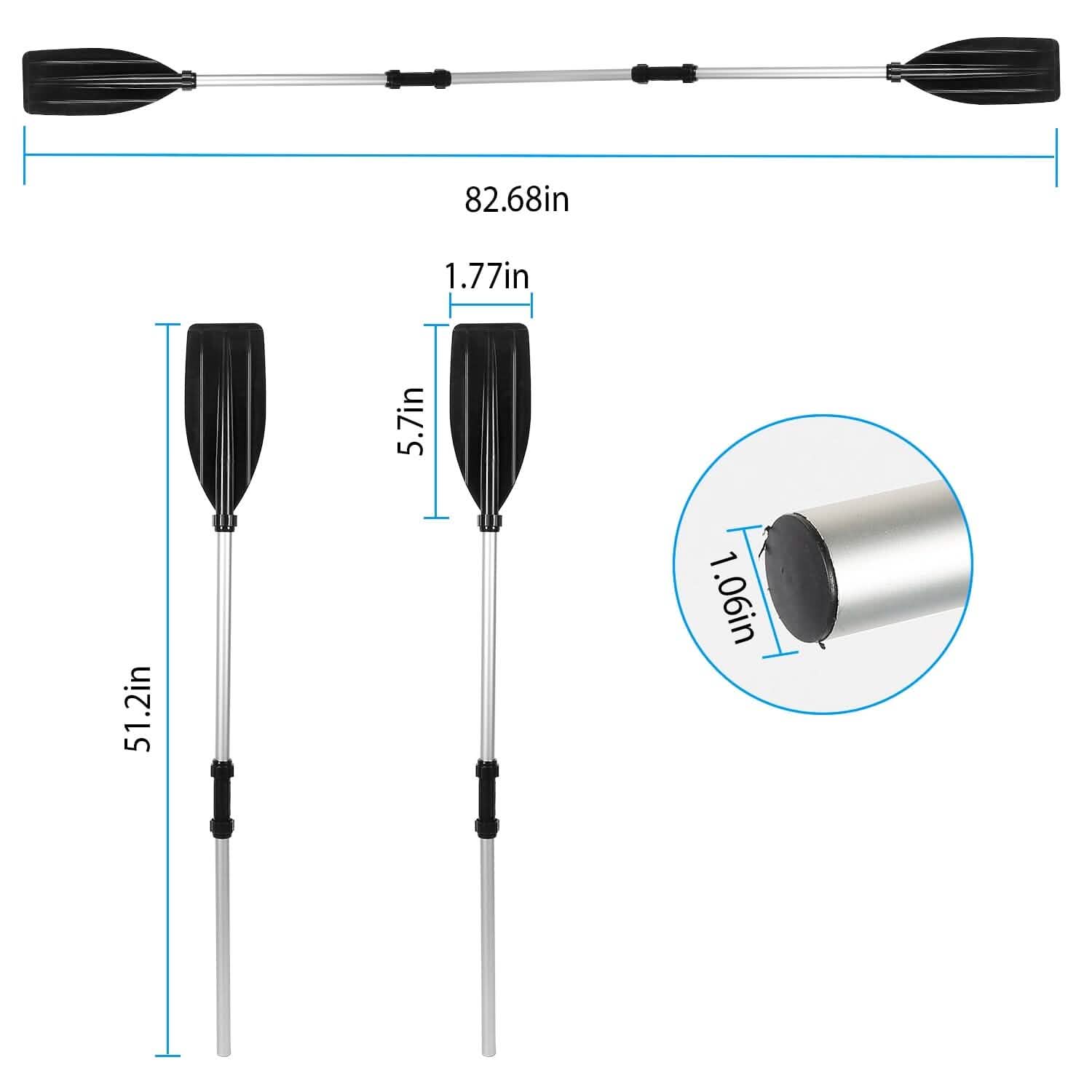 2-Pieces: Kayak Paddles Aluminum Alloy Detachable Canoe Outdoor Recreation - Tophatter Daily Deals