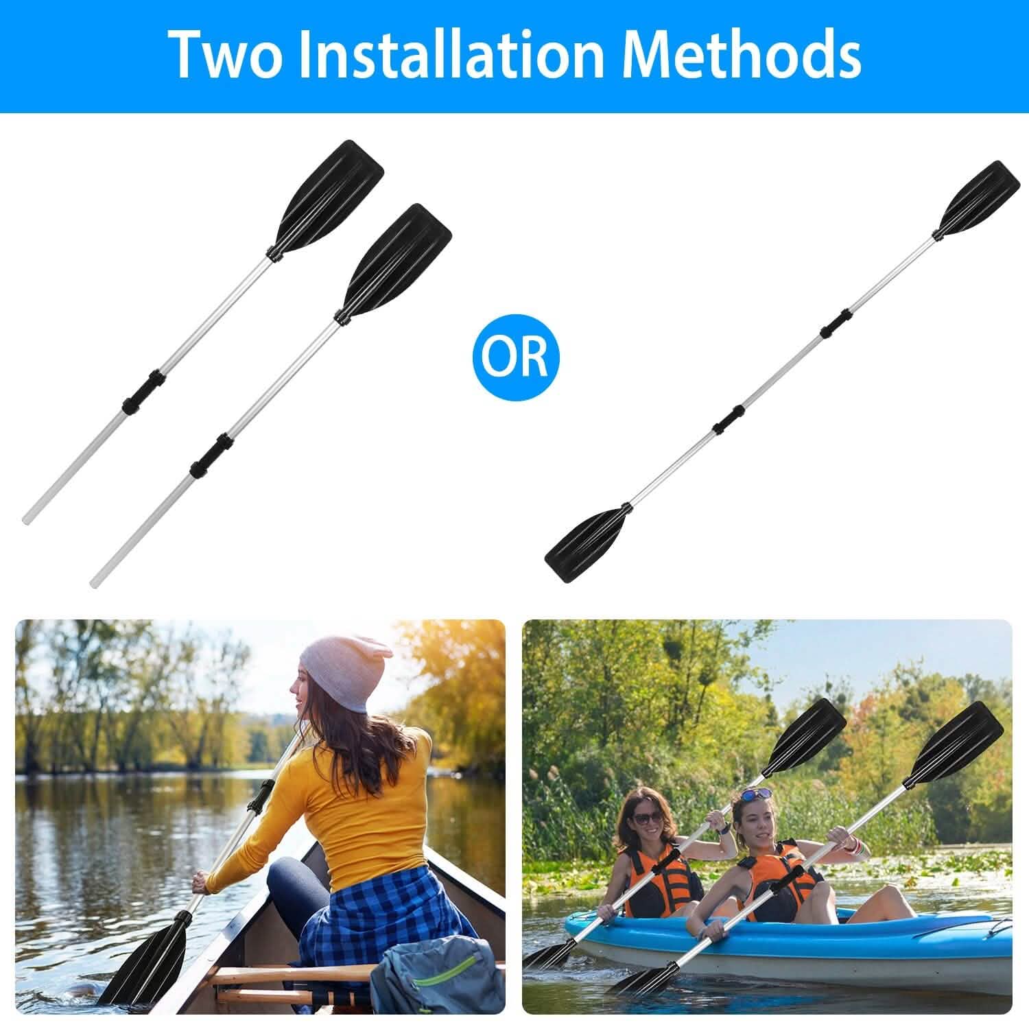 2-Pieces: Kayak Paddles Aluminum Alloy Detachable Canoe Outdoor Recreation - Tophatter Daily Deals