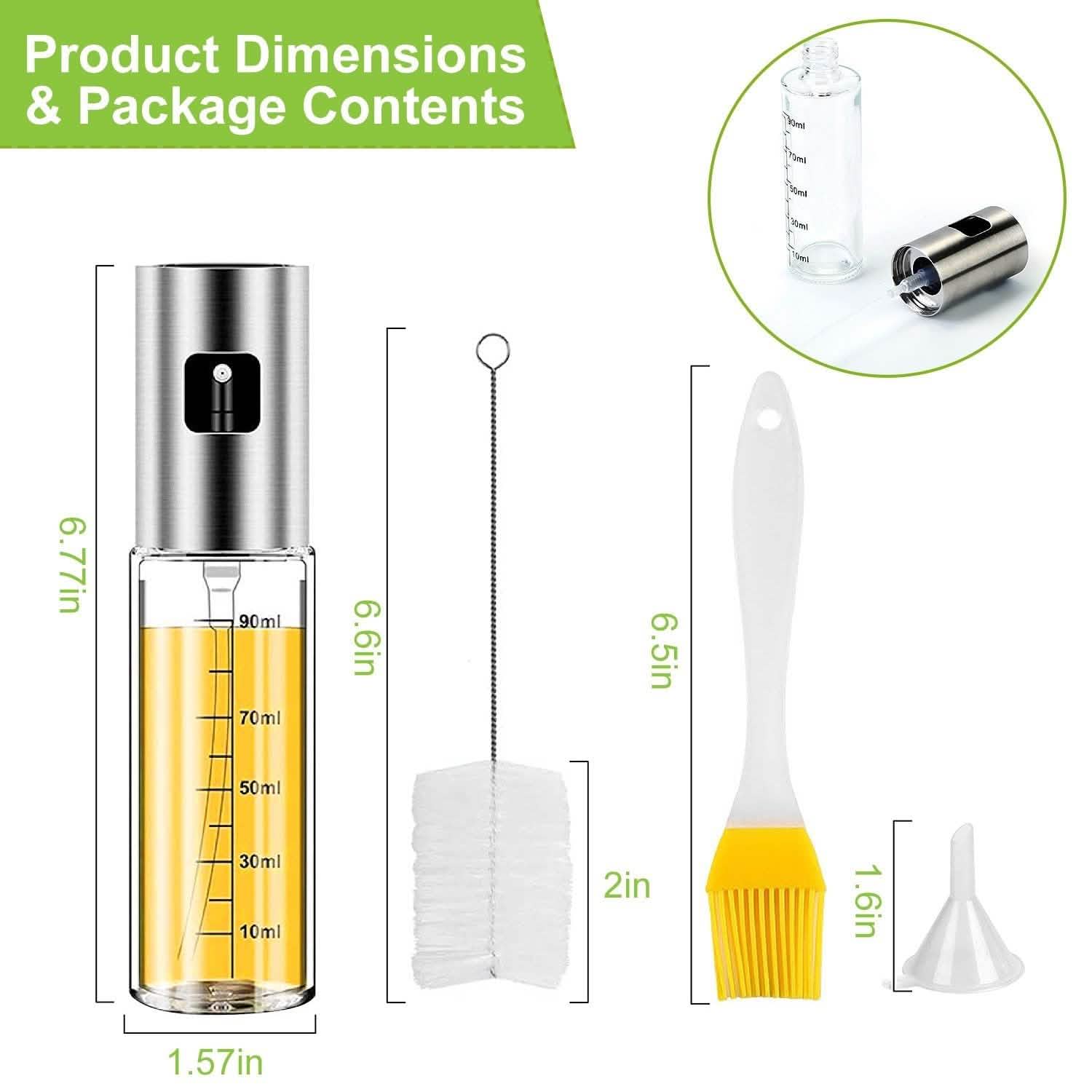 2-Pieces: Oil Dispenser Mister Refillable Stainless Steel Glass Vinegar with Measurement Oil Control Diet Kitchen Tools & Gadgets - Tophatter Daily Deals