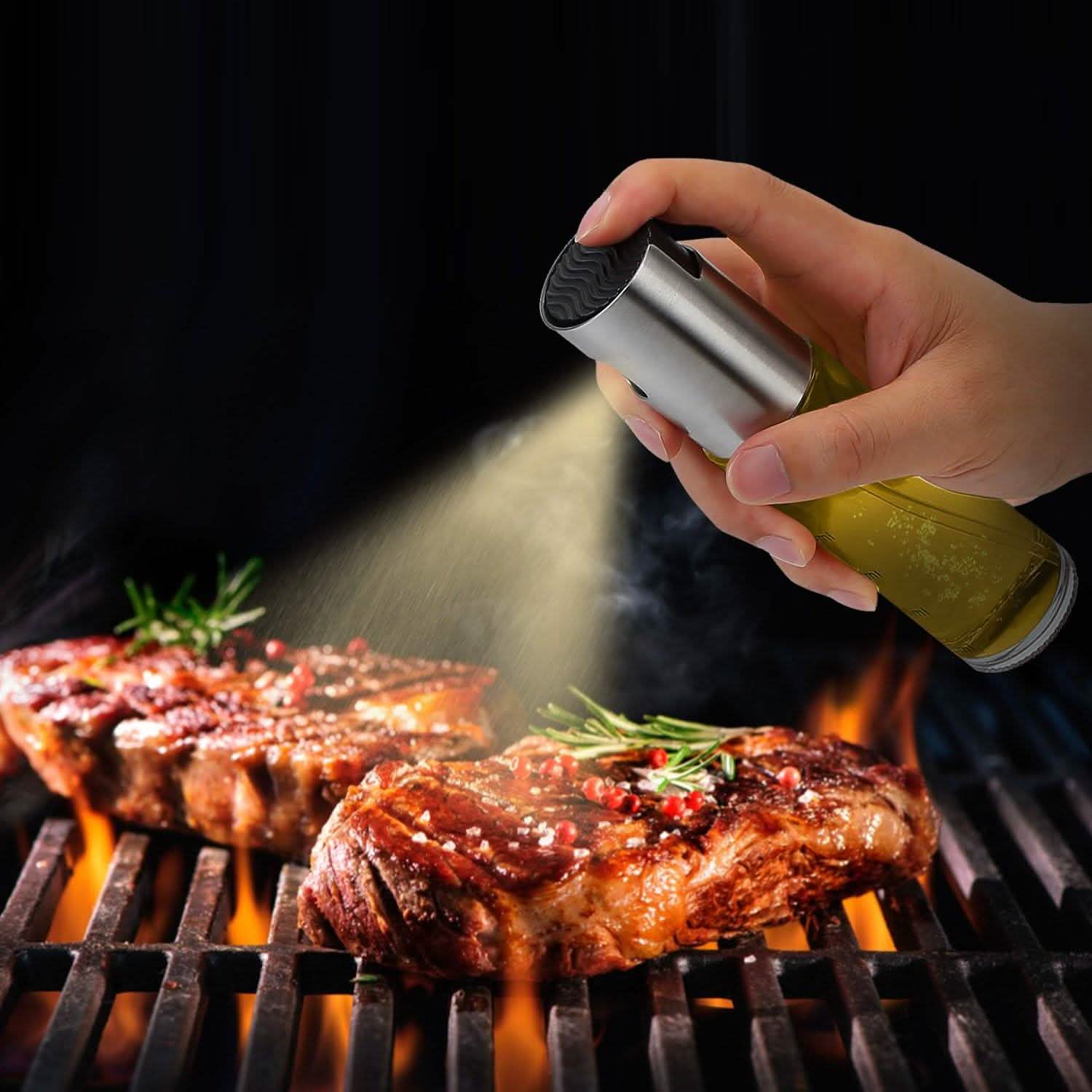 2-Pieces: Oil Dispenser Mister Refillable Stainless Steel Glass Vinegar with Measurement Oil Control Diet Kitchen Tools & Gadgets - Tophatter Daily Deals